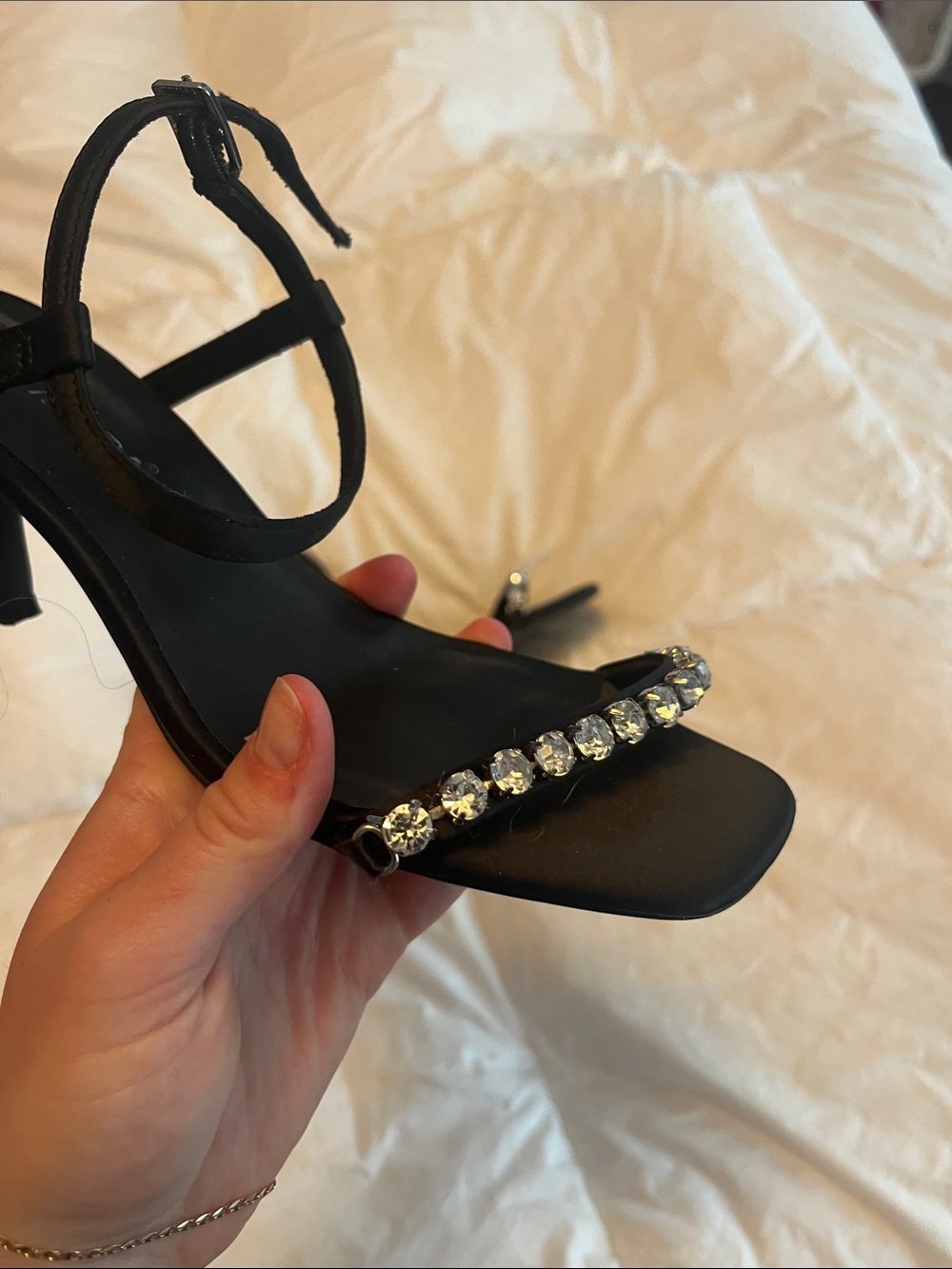 Vero Moda Black Crystal-Strap Square-Toe Heels - Picture 2 of 5